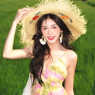 波西米亞海邊度假風編織耳環(huán)民族風夸張氣質(zhì)耳釘氛圍感拍照耳飾女