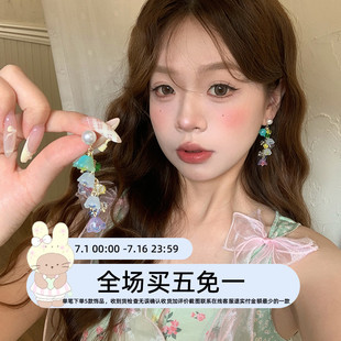 鈴蘭囈語 早春多巴胺彩色鈴蘭花耳環超仙氣質耳飾女海邊度假耳釘