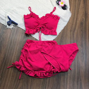 純欲風泳裝 女三件套海邊度假拍照顯白辣妹泳衣分體高腰三角比基尼