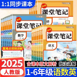 課堂筆記教材全解析一二三四五六年級上冊語文數學英語同步講解人教版 2025新版 小學課本教材全解學霸筆記劃重點紅逗號 贈大掛圖