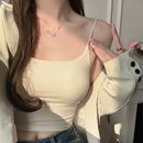 美背吊帶2025新款 薄高級感女內搭白色背心外穿帶胸墊打底上衣夏季