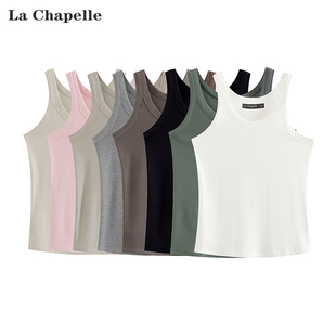 女白色無袖 拉夏貝爾 修身 Chapelle吊帶背心女內搭打底衫 上衣夏