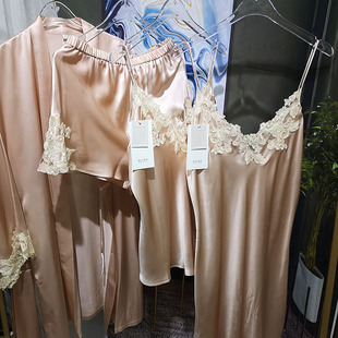 藏不住 慵懶蕾絲重磅真絲睡衣長睡袍19mm桑蠶絲LP家居服吊帶套裝