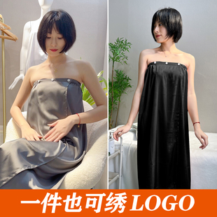 美容院顧客人裙專用浴裙薄款 女夏睡袍浴袍巾抹胸圍裹胸logo定制