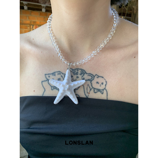 夸張海星透明串珠鎖骨鏈小眾項鏈 2025SS海島度假個性 LONSLAN ACC