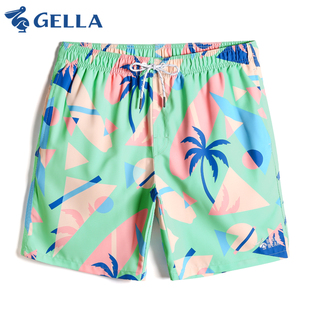 休閑短褲 Gella新品 可下水寬松大碼 男海邊度假泳褲 運(yùn)動(dòng)健身 沙灘褲
