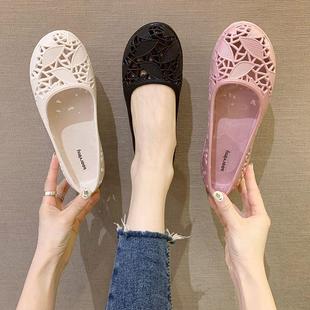 防水淺口塑膠洞洞沙灘鞋 外穿果凍軟底透氣護(hù)士涼鞋 女時(shí)尚 鏤空雨鞋