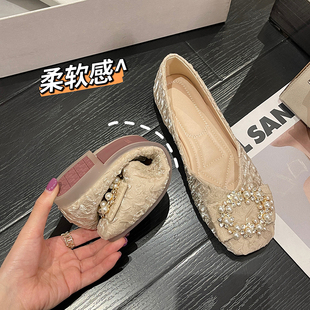 2025春季 女瑪麗珍一腳蹬豆豆鞋 新款 單鞋 平底法式 軟底軟面舒適女鞋