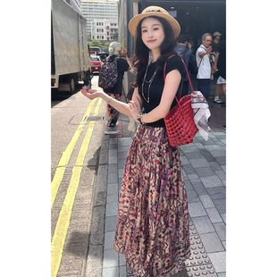 女 減齡兩件套裝 夏季 氣質御姐波西米亞復古浪漫半身裙顯瘦上衣時尚