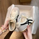 新款 2025夏季 女鞋 透氣復古小白鞋 皮面德訓鞋 運動休閑淺口板鞋 女款