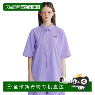 韓國直郵OIOI貼花泡泡紗襯衫 休閑潮流百搭柔軟舒適 _淺紫色正品