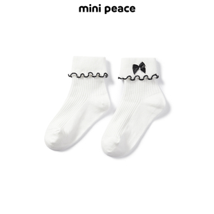 女童卷邊運(yùn)動(dòng)襪蝴蝶結(jié)短襪春秋 MINIPEACE太平鳥童裝 專柜同款