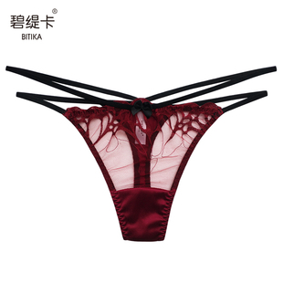 頭蝴蝶結(jié)透明內(nèi)褲 蕾絲細(xì)帶小褲 女法式 碧緹卡桑蠶絲低腰性感丁字褲