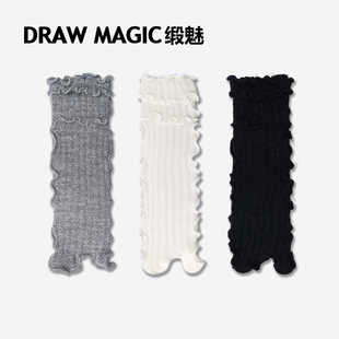 DRAWMAGIC 花邊灰色分趾二趾短襪 緞魅蓬蓬紗木耳邊襪子女春夏薄款