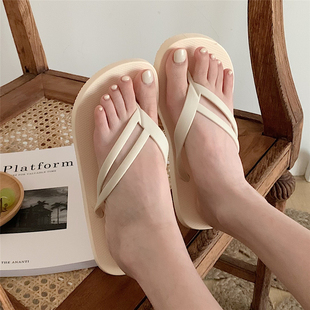 休閑人字拖女 輕便防滑夏季 個性 創(chuàng)意純色百搭日系簡約風夾腳涼拖鞋