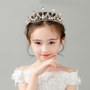 韓式 兒童皇冠生日頭飾公主可愛女童走秀王冠小孩演出表演金色發飾