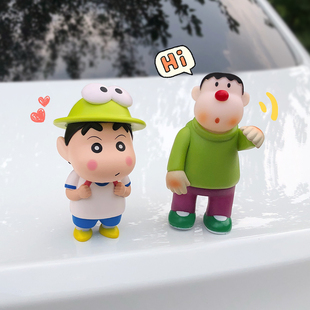 蠟筆小新胖虎汽車車尾后備箱車屁股油箱個性 卡通公仔車載玩偶掛件