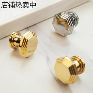 北歐法式 黃銅亮光折彎櫥柜拉手家具衣柜抽屜高定電鍍金銀銅拉手