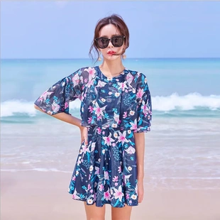 平角大碼 媽媽款 中老年遮肚顯瘦裙式 保守泳裝 加肥女泳衣 分體如廁版