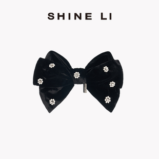 珠飾絲絨蝴蝶結發夾 重手工珠飾系列 出游度假 LI李姍 SHINE