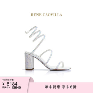 CAOVILLA RENE 末6折 CLEO系列水鉆粗高跟女士涼鞋 季