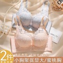 小胸聚攏內衣女夏季 上托防下垂調整型性感蕾絲收副乳無鋼圈文胸罩