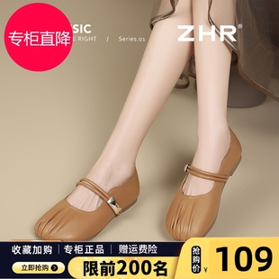 2025新款 通勤褶皺舒適奶奶鞋 夏季 圓頭淺口單鞋 法式 軟底瑪麗珍女鞋