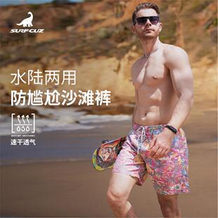 男泳褲 海邊度假溫泉度假女沙灘褲 可下水 男速干寬松情侶短褲 沙灘褲
