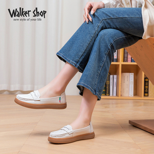 Shop單鞋 舒適休閑女鞋 女真皮鞋 一腳蹬豆豆鞋 子百搭樂福鞋 Walker