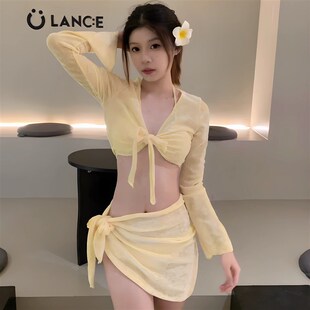 度假海邊高級感性感比基尼 四件套分體辣妹長袖 2025新款 泳衣女爆款