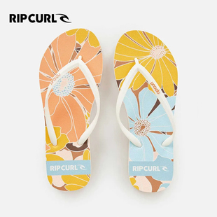印花橡膠平底夾腳趾涼拖鞋 澳洲RIPCURL人字拖女夏季 沙灘百搭涼鞋