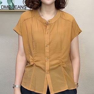 小衫 DME夏季 洋氣百搭減齡顯瘦女氣質輕奢風短袖 時尚 T恤上衣 新款