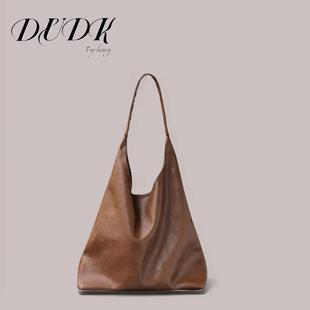 法國DUDK專柜正品 軟皮水桶托特包秋冬慵懶風女包通勤大容量單肩包