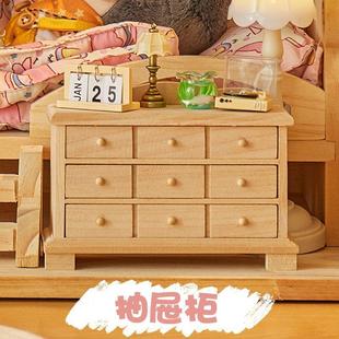 12娃娃屋家具木制純手工工藝品儲物柜立柜模型電視柜擺件