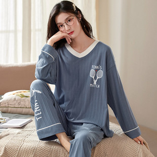 卡通長袖 純棉韓版 大碼 兩件套裝 家居服可 新品 夏秋冬款 睡衣女春秋季