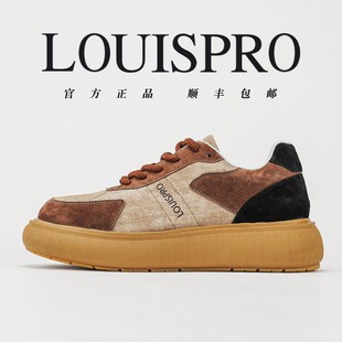男士 軟底厚底休閑鞋 復古厚底麂皮板鞋 時尚 男 緩震潮鞋 LOUISPRO新款