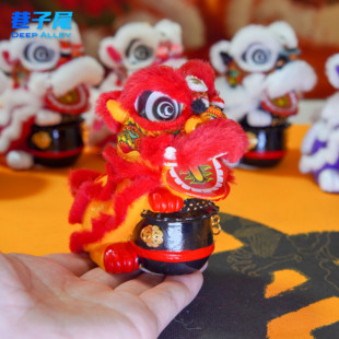 獅頭舞獅醒獅獅鼓汽車車載車內(nèi)中控裝 飾品小擺件招財文創(chuàng)文化擺件