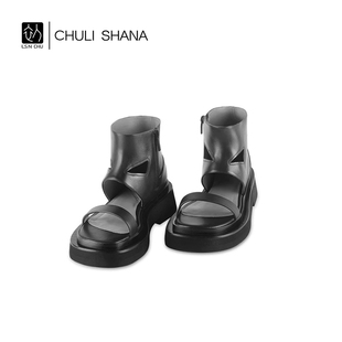 女2024春夏新款 CHULISHANA 包跟厚底羅馬涼鞋 原創(chuàng)設(shè)計(jì)時(shí)尚 面具