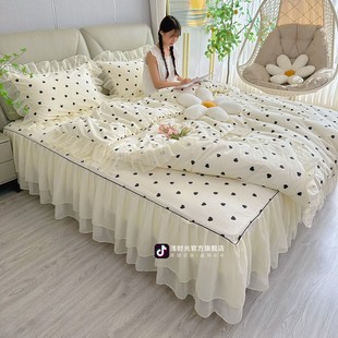公主風(fēng)床品 四件套春天少女心花邊款 淺時光2025新品 100%全棉床裙款