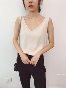 內搭吊帶背心 胖mm新款 雪紡坎肩背心雙層v領女夏季 寬松外穿顯瘦衫
