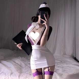 性感內衣女床上趣味戰空姐袍制服情調角色扮演大尺度情侶套裝 qqny