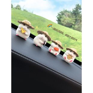 中控車載治擺件臺倉鼠網紅汽車邊吃貨裝 飾用品可愛愈系窗車內飾品