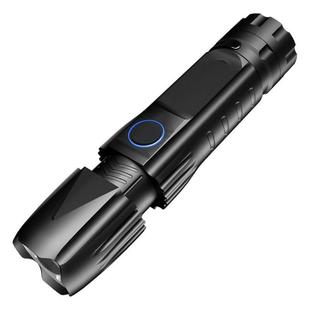 跨境新款 充電輸入輸出帶筆夾帶安全錘強(qiáng)光手電筒 P90變焦工作燈