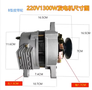 皮帶輪式 220V1500W小型無刷恒壓銅線包家用照明小型交流發電機220