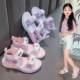 2025夏季 女孩運(yùn)動(dòng)露趾沙灘鞋 新款 公主鞋 兒童涼拖 軟底時(shí)尚 女童涼鞋