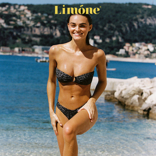 Limone2025新款 絕美分體泳衣 高級感豹紋抹胸比基尼海邊度假風泳裝
