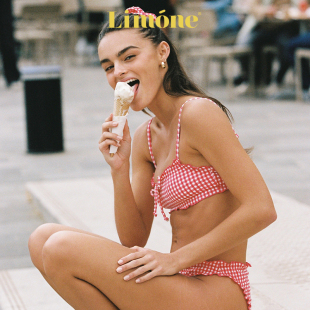 Limone2025新款 吊帶紅色比基尼海邊度假風(fēng) 分體泳衣小眾設(shè)計(jì)感泳裝