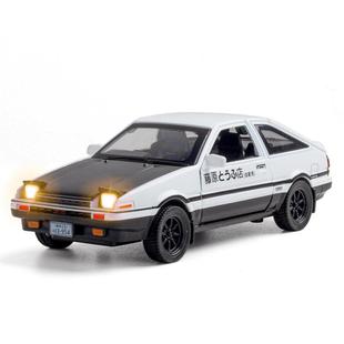 仿真1比32藤原AE86合金汽車模型擺件帶聲光開門玩具 盒裝