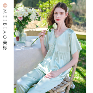 絲綢桑蠶絲家居服 女春夏新中式 美標19姆米重磅短袖 真絲睡衣套裝
