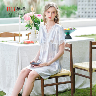 性感純欲絲綢睡衣桑蠶絲涼感家居服 真絲睡裙女夏薄款 美標新款 短袖